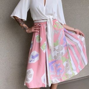 Vintage pastel floral print pink skirt